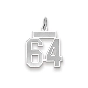 14k White Gold, Jersey Collection, Small Number 64 Pendant